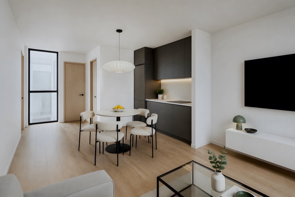 Departamento renovado: comedor y cocina
